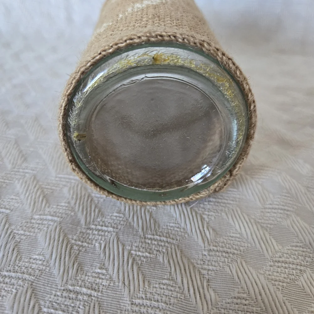 Rustic Burlap Heart Glass Vase Bottle